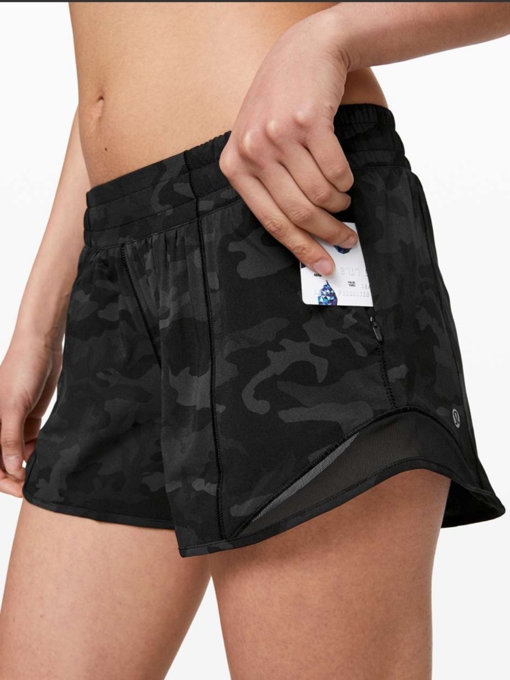 Lululemon Hotty Hot Short II 2.5" Heritage Camo Deep Coal Multi Grey Black 8